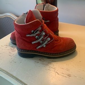 GEIER WALLY AUSTRIA GENUINE LEATHER RED HIKING BOOTS SZ 38